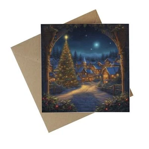 Christmas Village Recycled Paper Card - Festive Eco-Friendly Greetings Card - Picture 1 of 2