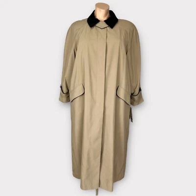 Gabardina Anne Klein para mujer Plus color tostado forro extraíble cuello de terciopelo talla 24 Foto 1 de 4