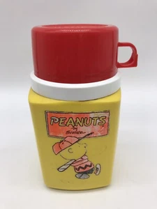 Vintage Peanuts Charlie Brown Amarillo 8 OZ Termo de béisbol Schulz naranja - Imagen 1 de 10