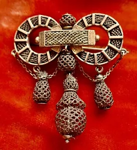 ANTIQUE GOLD WOVEN HAIR BROOCH. FINELY DETAILED UNUSUAL TERRIFIC CONDITION 9.5gr - Picture 1 of 6