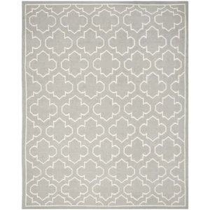 SAFAVIEH Dhurries DHU625B Handwoven Grey / Ivory Rug - Picture 1 of 22