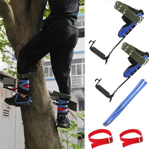 Tree Climbing Spike Set Safety Adjustable Belt Lanyard Rope Rescue Belt 2 Gears - Picture 1 of 10