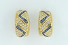 Art Deco Style 18K Yellow Gold Sapphire and Diamond Earrings