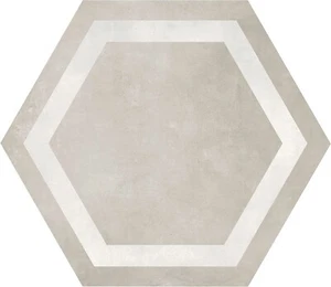 7x8 Mama Mia Sandbeige with White Frame Pattern Hexagon Porcelain Tile(10 PIECE) - Picture 1 of 2