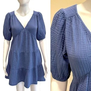 Aerie Pool to Party Babydoll Dress Size XS Puff Sleeve Puckered Gauze Ruffle Hem - Bild 1 von 15