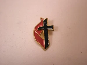 Black Christian Cross Red Ribbon Vintage SMALL Tie Tack Lapel Pin worship t76 - Picture 1 of 6