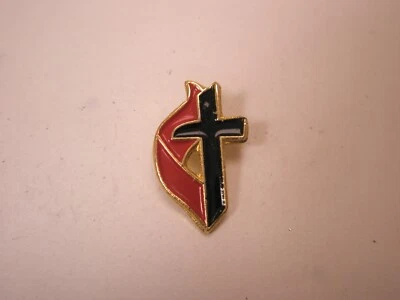 Black Christian Cross Red Ribbon Vintage SMALL Tie Tack Lapel Pin worship t76 - Image 1 of 4