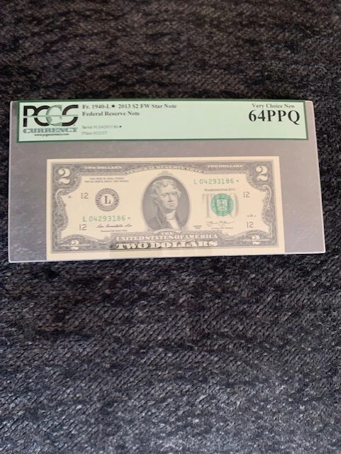 2013 Two Dollar Bill Series L 1940-L Star Note Uncirculated PCGS 64PPQ - Image 1 of 2