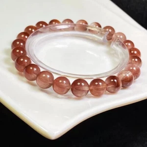8.2mm Rare Natural Red Rabbit hair Quartz Crystal Round Beads Bracelet AAAA - Picture 1 of 6
