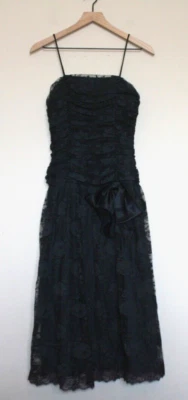 Винтажный гламур готик-рок платье выпускного вечера коктейль Steven Stoller черный кружевной размер XS 2 4 - Изображение 1 из 4