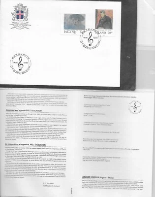 ICELAND 1991 FDC RAGNAR JOSSON PATRON OF THE ARTS PALL ISOFFSON  & INSERT - Image 1 of 2