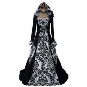 Vintage Women's Victorian Renaissance Gothic Dress Medieval Dress Costume Hooded - Picture 1 of 12