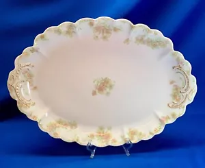 HAVILAND LIMOGES 16.5" X 11.5" PLATTER PALE PINK & GREEN ROSES PATTERN - Picture 1 of 5