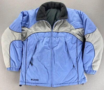 Columbia Chaqueta de Invierno Azul Claro Gris Mujer’s L Nieve Esquí Abrigo Reversible Foto 1 de 4