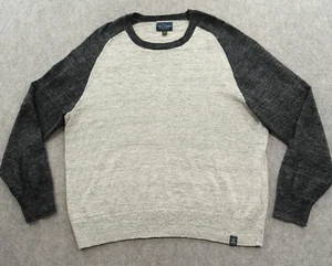 Lucky Brand Sweater Mens Extra Large Blue Gray Crew Neck Raglan Long Sleeve Knit - Picture 1 of 14