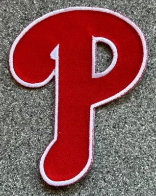 PHILADELPHIA PHILLIES MLB BASEBALL VINTAGE 3.5" RED LETTER P TEAM LOGO PATCH - Image 1 of 3