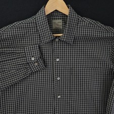 Scott Barber mens Button Up shirt black beige check Long Sleeve sz L FITS 2XL 