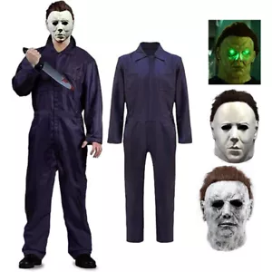 Mask Halloween Costume Adult Michael Myers Coveralls Cosplay Jumpsuit Outfits - Picture 1 of 28
