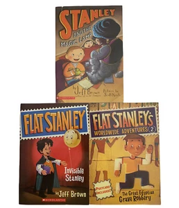 Flat Stanley Books Lot of 3 Paperback Magic Lamp Invisible Stanley Worldwide Adv - Imagen 1 de 10