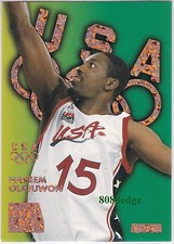1996 SKYBOX USA BASKETBALL BRONZE SPARKLE: HAKEEM OLAJUWON #B6 ROCKETS MVP/HOF