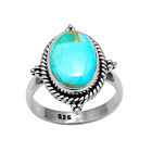 Turquoise Gemstone Ring Solid 925 Sterling Silver Unique Gift Idea For Her Mom