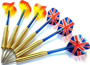 6 pcs / 2 Sets STEEL TIP BRASS DARTS SET + dart flights and shafts CHEAP BARGAIN - Picture 1 of 12