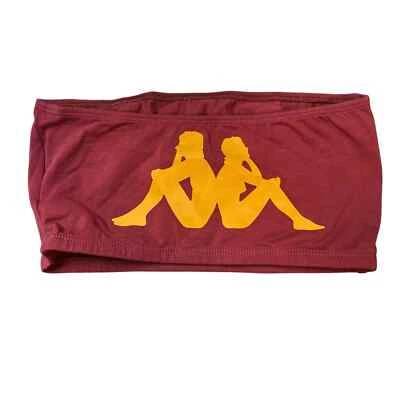 Top tubo Kappa borgoña estampado logotipo deletreado extra pequeño Foto 1 de 4