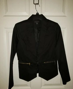 New Metaphor Size 8 Petite Sateen Blazer Jacket With Zipper Pockets Black Onyx - Picture 1 of 5