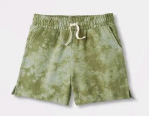 Kids' Shorter-Length Tie-Dye Shorts Cat & Jack Army Green M 8-10 Boys Girls - Picture 1 of 5
