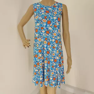 VESTIDO TRAPECIO SWING BOHO ESTAMPADO FLORAL MULTICOLOR AZUL LOFT TALLA: L NUEVO CON ETIQUETAS - Imagen 1 de 5