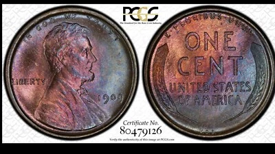 1909 VDB Lincoln Cent PCGS MS66RB Blue & Purple Toned PQ - Image 1 of 4