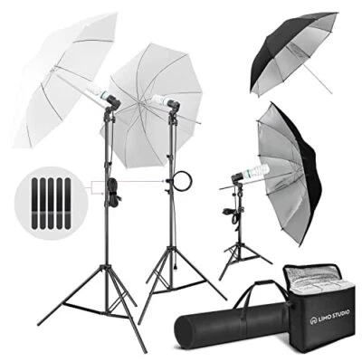700W Output Lighting Series Soft Continuous Lighting Kit White & Black Umbrella - Image 1 of 4