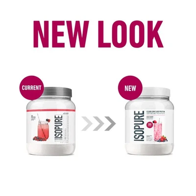 Polvo aislado transparente bajo en carbohidratos 100 % proteína de suero, baya mixta, 20 g de proteína Foto 1 de 4