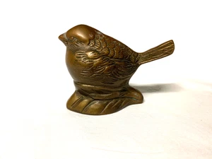 VTG MCM Brass Sparrow Or Robin Chickadee Bird Figurine Made in Korea Paperweight - Picture 1 of 6