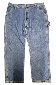 Wrangler Fleece Lined Warm Carpenter Jeans Size 38x30 Denim Blue Work Utility - Picture 1 of 7