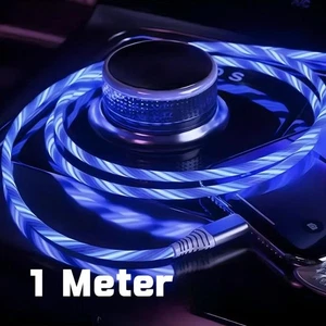 1m Light up Fast Charging Cable Flowing Led Charger Cord for Phone 12 11 11 Pro - Picture 1 of 6