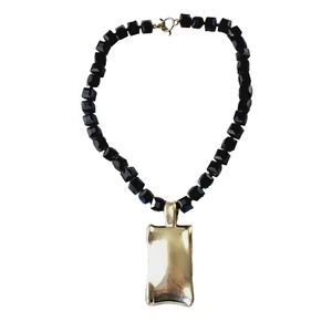 Simon Sebbag Chunky Black Onyx Glass Beads & Sterling Silver Statement Necklace - Picture 1 of 7