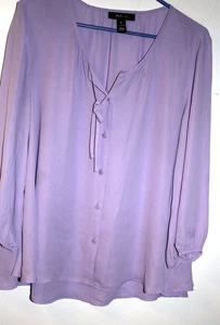 Style & Co. lila Langarm Bluse mit Knopfleiste Gr. Medium - Bild 1 von 3
