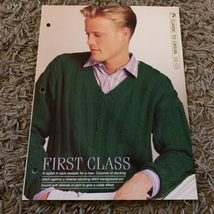 VINTAGE CREATIVE NEEDLES PATTERN - FIRST CLASS KNITTING FOR MEN IN ARAN YARN  - Picture 1 of 5