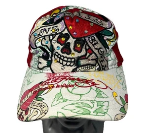 Cappello snapback camionista vintage Ed Hardy Love Kills lentamente rosso bianco HTF combinazione colori - Foto 1 di 8