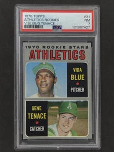 1970 Topps #21 Athletics Rookies estrellas novatas Gene Tenace Vida azul RC PSA 7 casi nuevo - Imagen 1 de 3