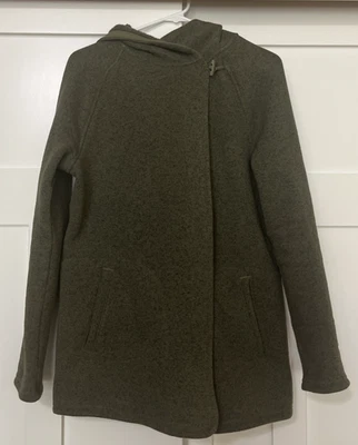 Женская флисовая куртка с капюшоном North Face Green Crescent Wrap Размер M с застежкой-переключателем - Изображение 1 из 4