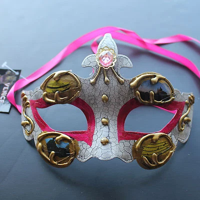 Hot Pink Venetian Masquerade Mask Party Prom Wedding Halloween Costume  - Image 1 of 3