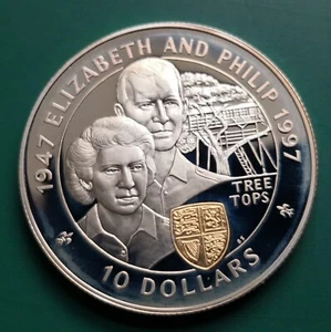 Moneda de aniversario de boda dorada a prueba de plata Fiji 1997 #411 - Imagen 1 de 2