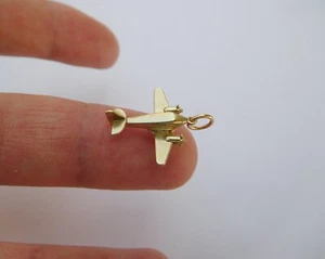 Ciondolo Ciondolo Aereo Art Deco Oro 14K Doppia Elica Douglas DC-1 Aereo Art Deco - Foto 1 di 11