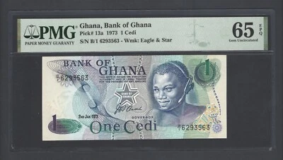 Ghana One Cedis 1973 P13a Uncirculated Graded 65 - Image 1 of 2
