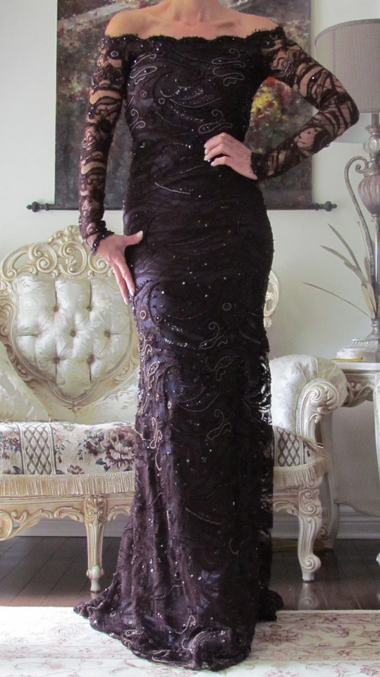 EMILIO PUCCI Pasarela Completo en Encaje, Vestido Largo Adornado It 40, EE. UU. 4-6, UK 8, XS-S Foto 1 de 4