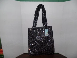 Borsa nera Simply Vera Wang nuova con etichetta grandi strass e borchie, manici - Foto 1 di 4