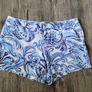 Pantalones Cortos Lilly Pulitzer Jayne Talla 12 Tejido Calla Lilly Azul Mareas Altas - Imagen 1 de 5