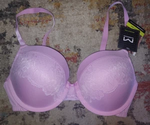 Reggiseno donna nuovo con etichette Maidenform push up rosa pizzo ferretto #0284 34D - Foto 1 di 4